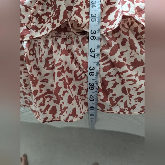 CAbi Sienna Ruffle‎ Trim Dress #5406 Rust Leopard Abstract Print  Small - Picture 8 of 9